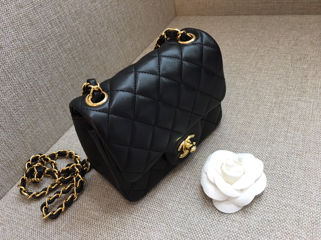 Mini Classic Flap Lambskin Bag A01115 Black/Gold